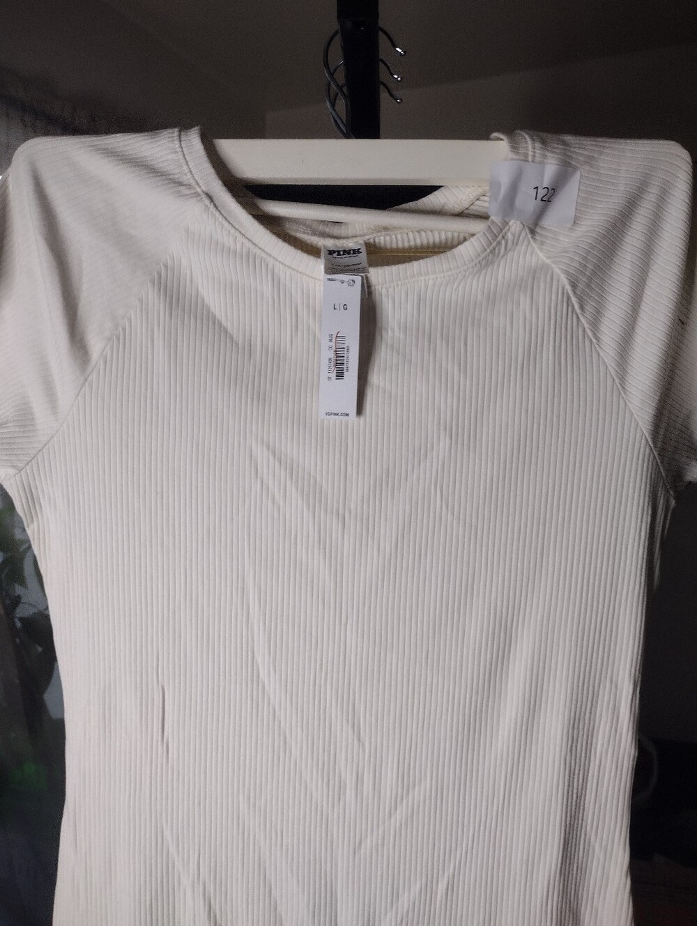 PINK Victoria's Secret Cream Ribbed Short Sleeve Maxi Dress Large